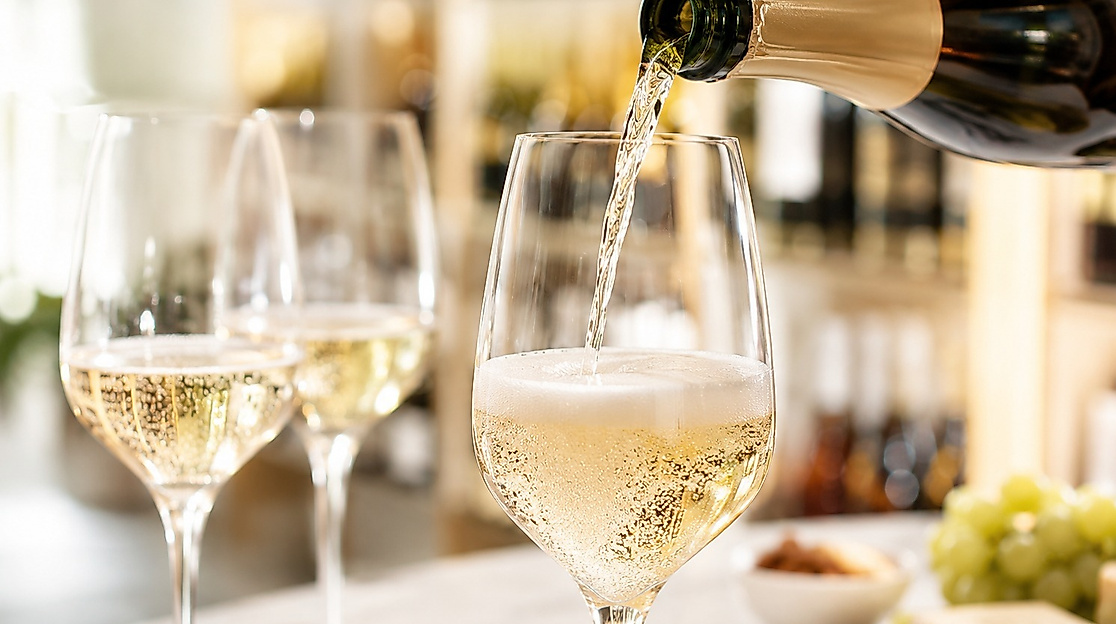 Schaumwein wird im Maison16 eingeschenkt