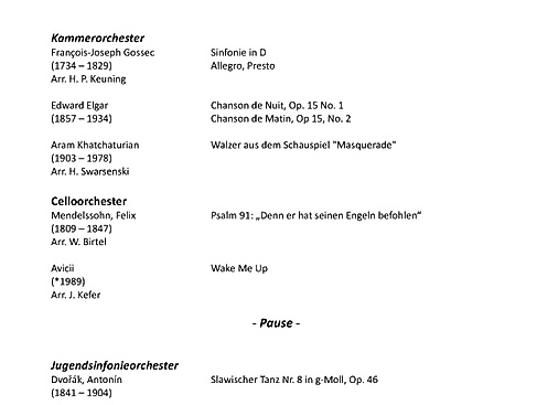 Programm Festkonzert