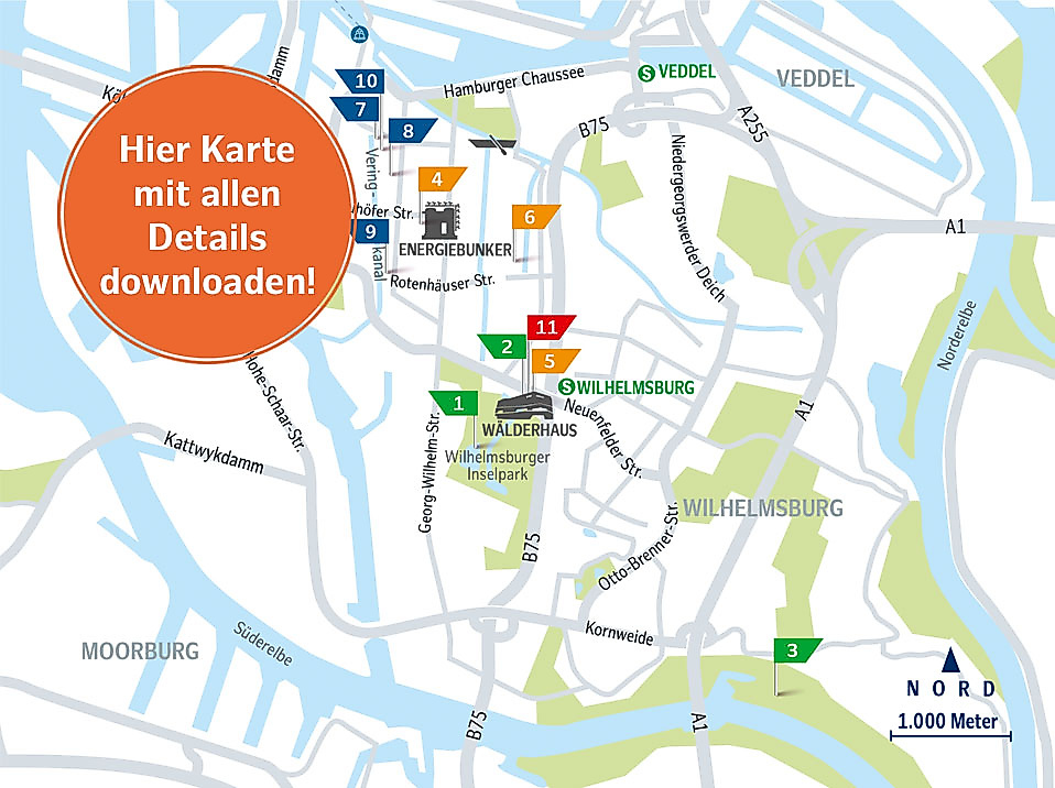 Download Karte nachhaltige Highlights in Wilhelmsburg