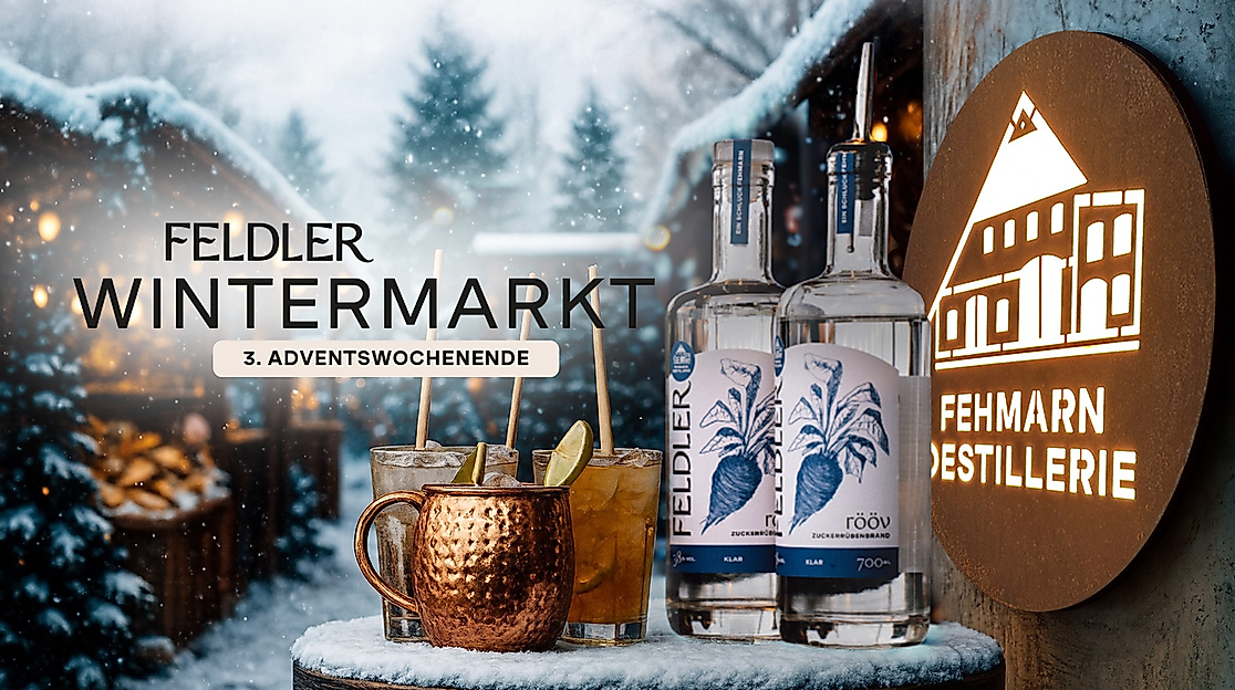 Keyvisiual für Header - Felder Wintermarkt -Fehmarn Destillerie