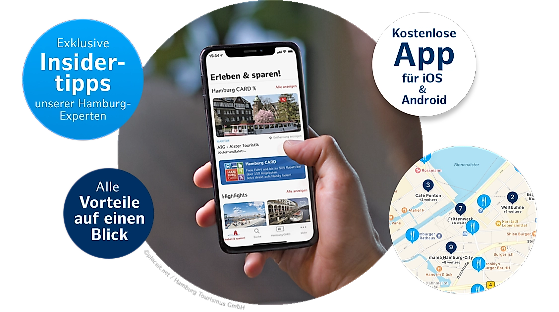 Hamburg App Erleben & Sparen: 5 Grafikkreise - kostenlose App für iOS und Android