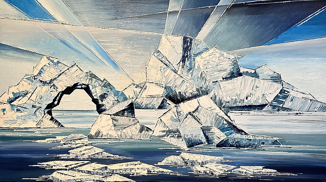 Antarktis, Ölmalerei, 104x65 cm
