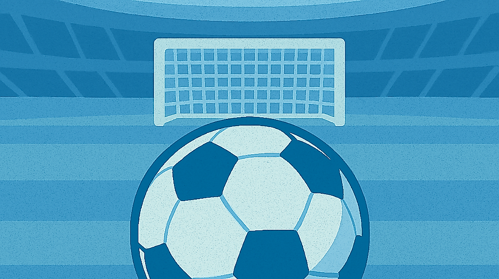 Fußball im blauen Stadion