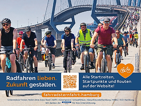 Fahrradsternfahrt über die Köhlbrandbrücke