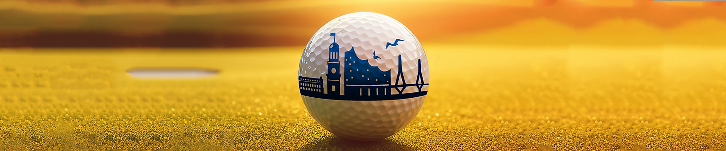 Golfball mit Hamburg-Motiv