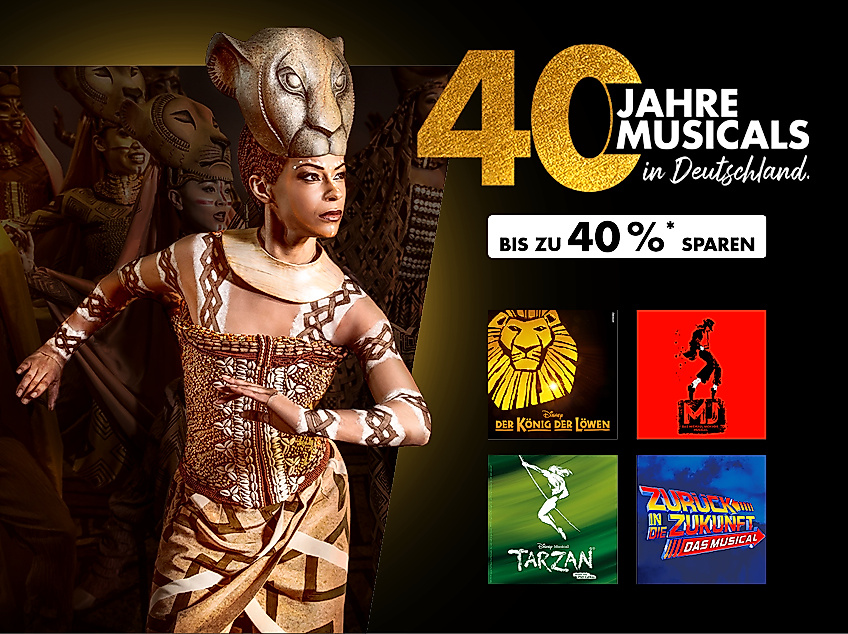 Ticketaktion mit bis zu 40 % Rabatt auf ausgewählte Musicals