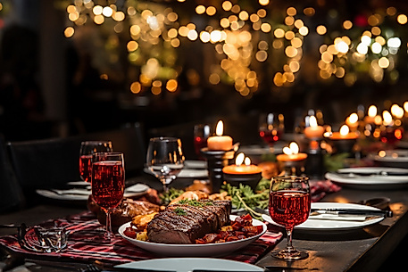 weihnachtlich gedeckte Tafel m5 restaurants with delicious Advent food in Hamburgit Kerzen