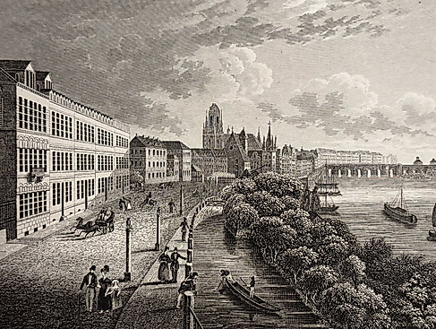 Frankfurt, Ansicht über den Schaumainkai, um 1845, Bibliographisches Institut Hildburghausen, um 1845