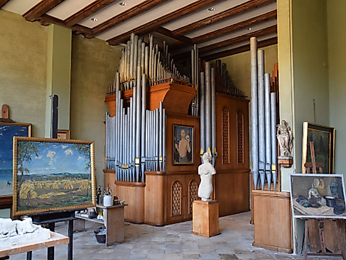 Atelier des Künstlers Hugo Körtzinger mit Walcker-Orgel