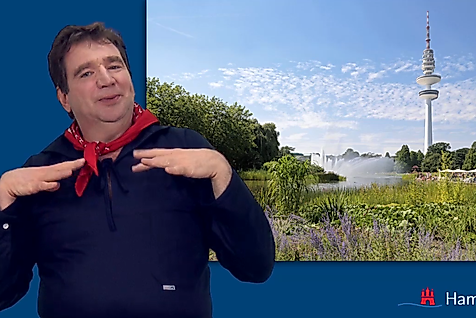 Green Hamburg in International Sign Language