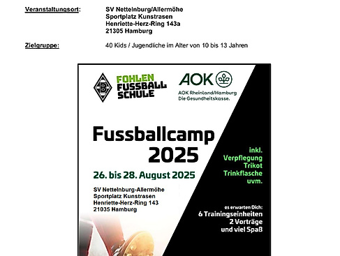 Flyer Fohlen-Fußball-Camp