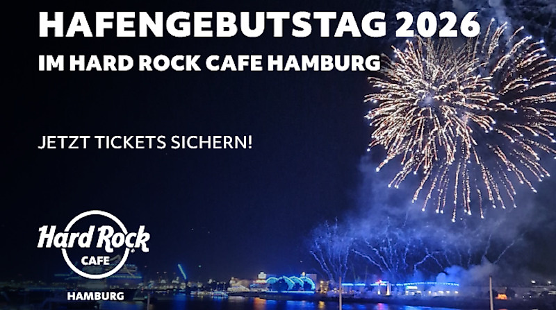 Hard Rock Cafe Hamburg – Elbe in Concert/Hafengeburtstag von der Dachterrasse genießen