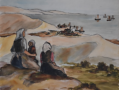 Walter Mamat, Blick auf das Haff (Aquarell, undatiert)