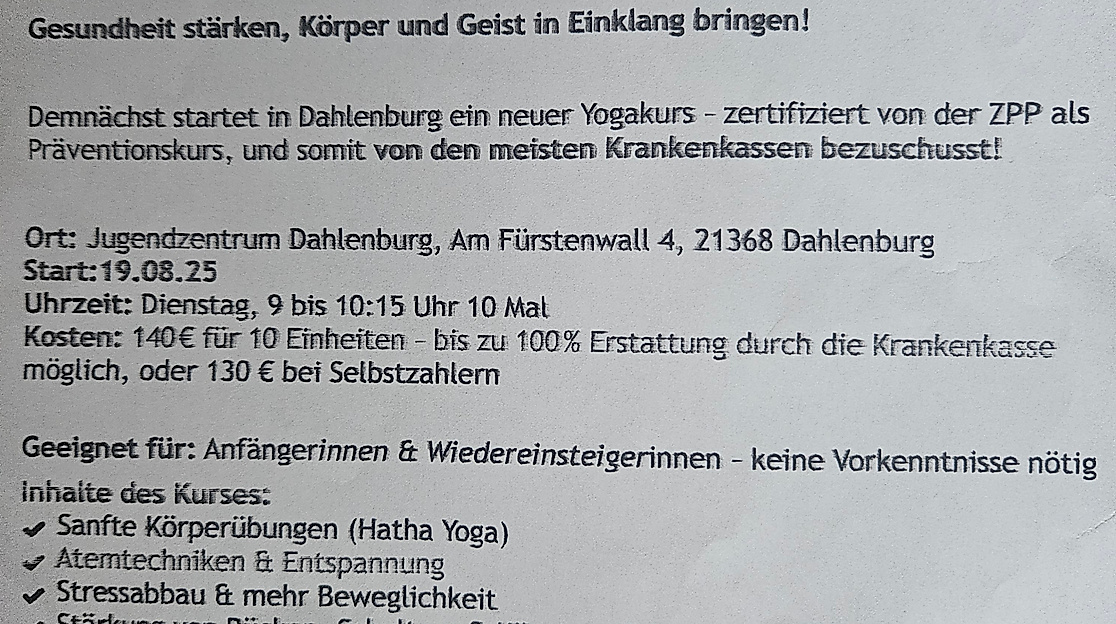 Yogakurs Dahlenburg
