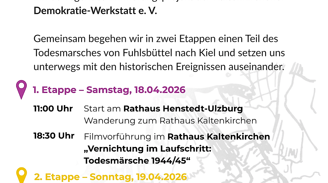 Veranstaltungsplakat „Geschichte erwandern- auf den Spuren des Todesmarsches“