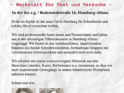 lit.lab im fuxlab, Werkstatt für Text und Versuche