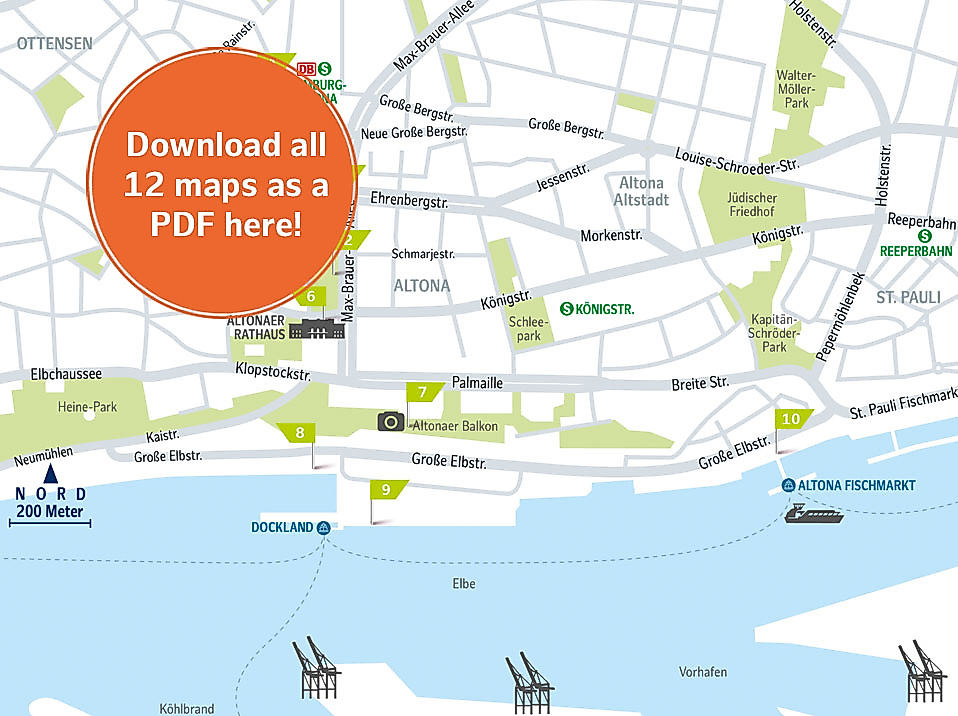 Twelve routes through Hamburg for new discoveries in one PDF
