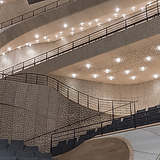 Ausschnitt Sitzreihen im großen Saal Elbphilharmonie