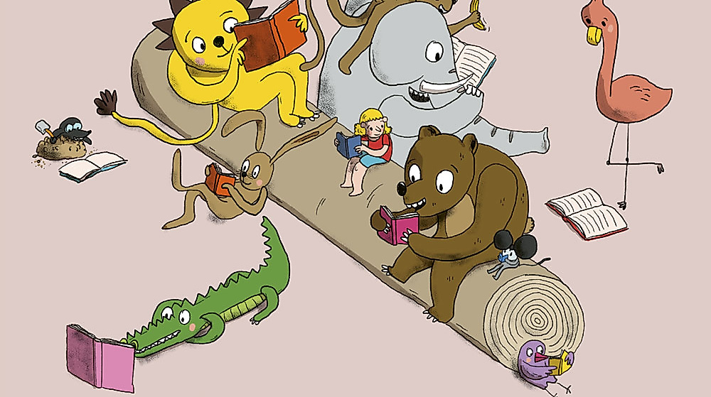 Lesefreunde im Wald