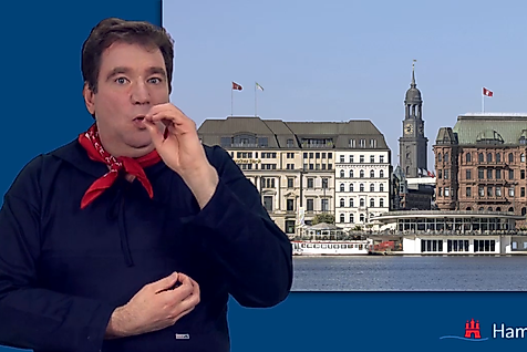 Hamburg's inner city in International Sign Language