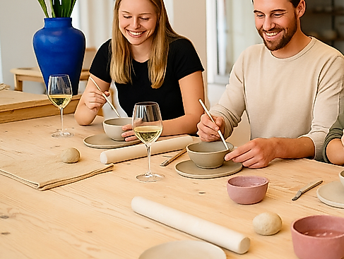 Töpfern mit Weinbegleitung