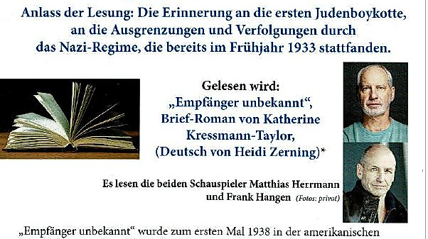 Gegen das Vergessen - Lesung