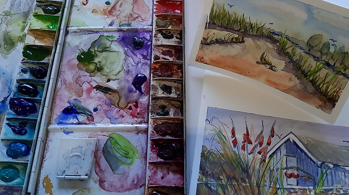 Kreative Auszeit und Urlaubserinnerungen im Aquarell festhalten.