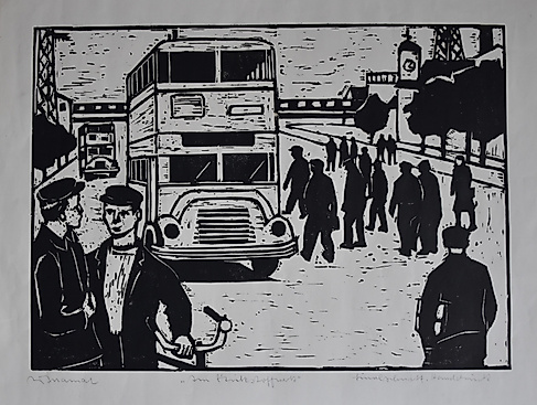 Walter Mamat, Stickstoffwerke (Linolschnitt, Ende 1950er)