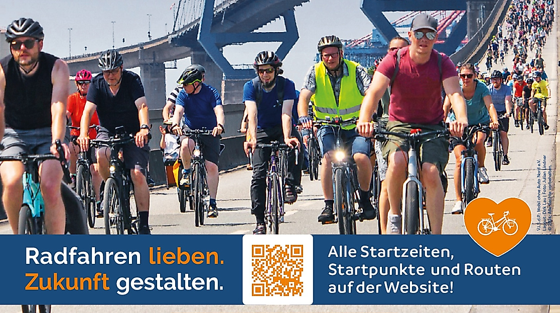 Fahrradsternfahrt über die Köhlbrandbrücke