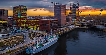 MS Stubnitz at sunset