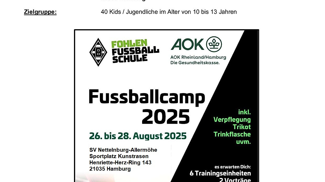 Flyer Fohlen-Fußball-Camp
