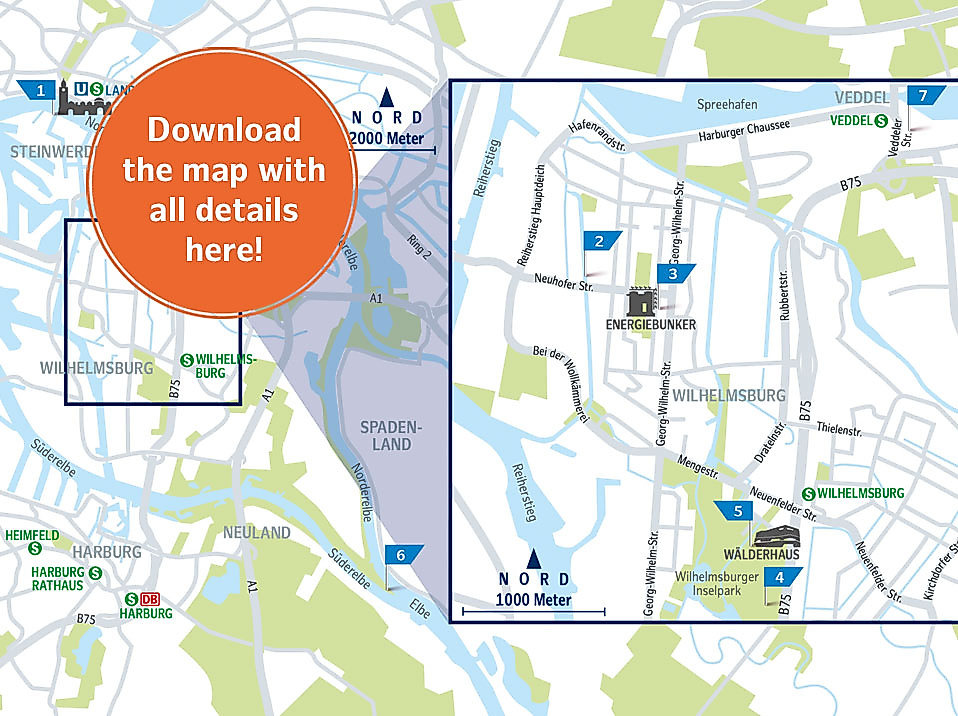 Urban nature route: From the Alter Elbtunnel to Wilhelmsburg island park 