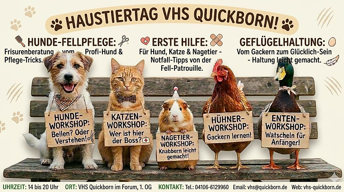 Einladung zum 1. großen Haustier-Tag in der VHS Quickborn