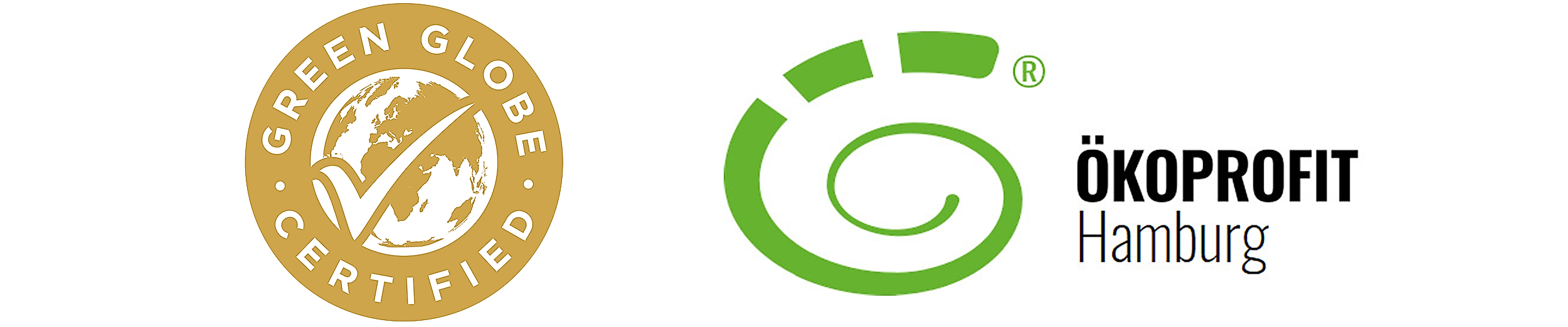 Logos von green globe und Ökoprofit Hamburg
