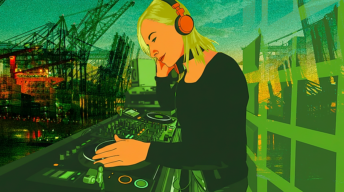 DJane im Hafen