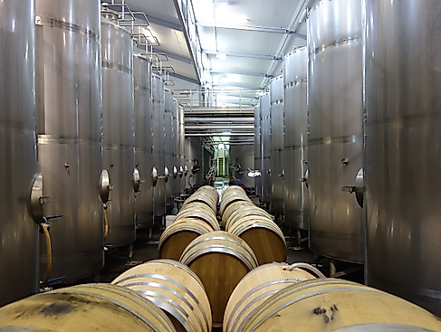 Holzfässer und Edelstahltanks