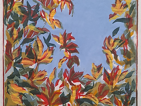 Blick in den Himmel 2, Farbholzschnitt von 5 Platten. 2024, 70 x 50 cm