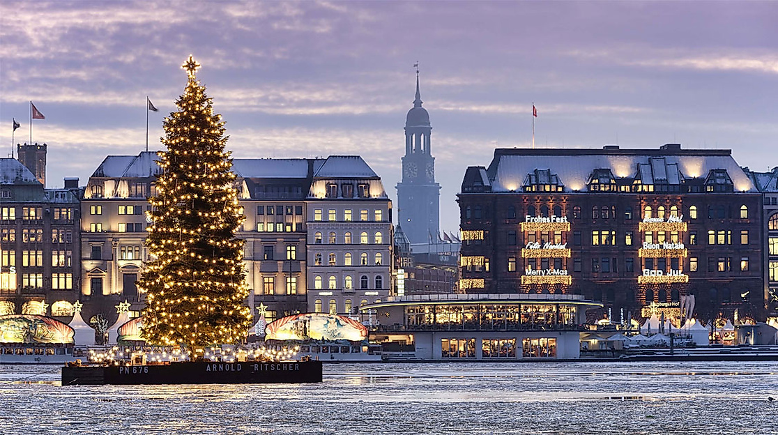 Weihnachtsbaum auf der Alster 