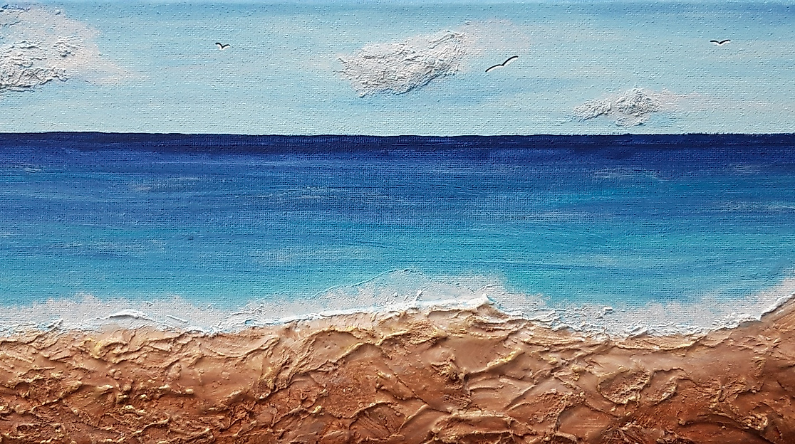 Ein Tag am Meer - Strukturpaste auf Leinwand
