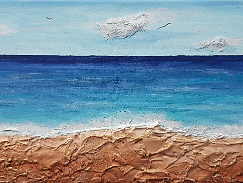 Ein Tag am Meer - Strukturpaste auf Leinwand
