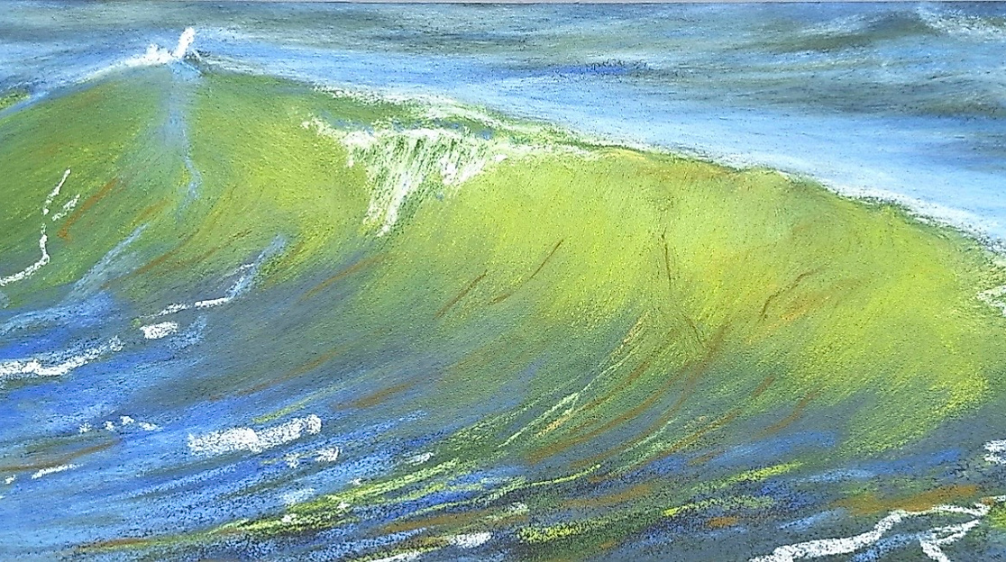 Kerstin Reitz, Wellenrauschen 2, Pastell auf Papier, 26 x 65 cm