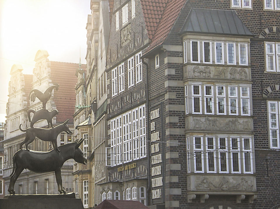 Bremer Stadtmusikanten Statue auf dem Marktplatz in Bremen