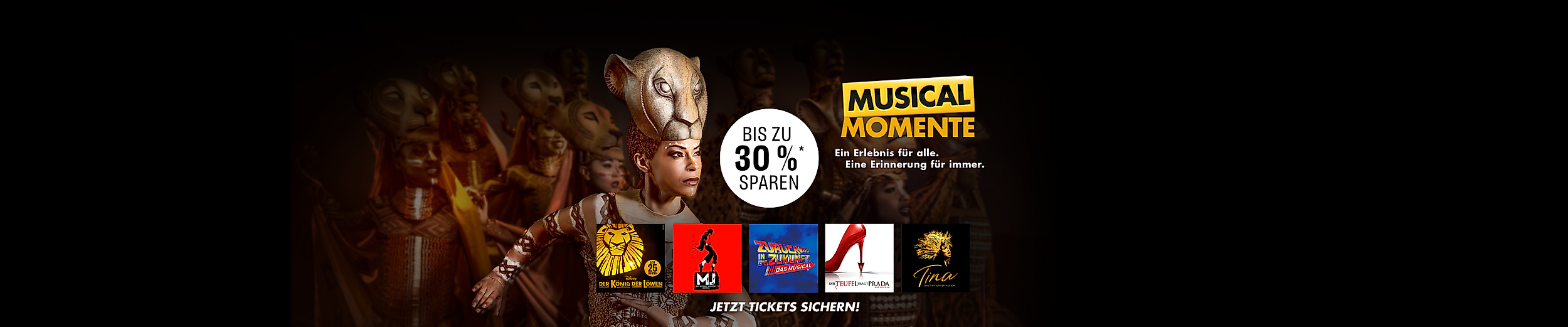 Ticketaktion mit bis zu 30 % Rabatt auf ausgewählte Musicals