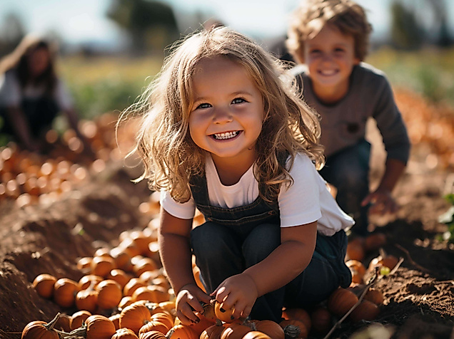 Kinder-bei-der-Kürbisernte-C-Tony-AdobeStock_629068426