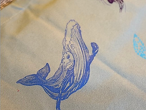 Beachbag mit Wal Siebdruck