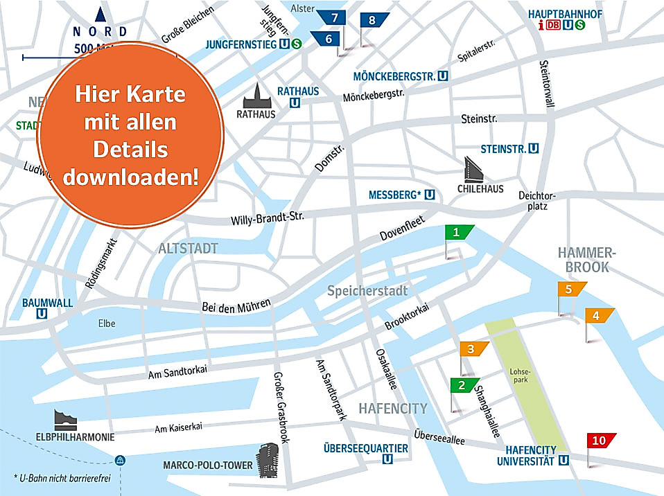 Download Karte nachhaltige Highlights in der HafenCity