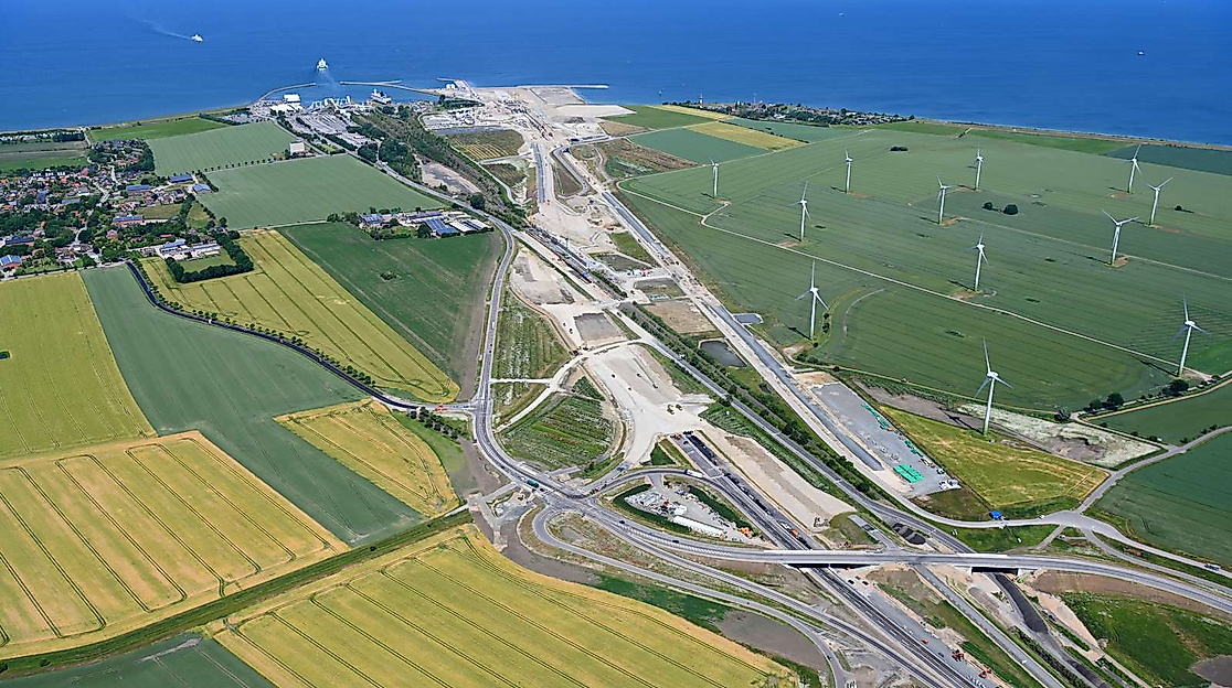 Die Baustelle für den Fehmarnbelt-Tunnel auf Fehmarn
