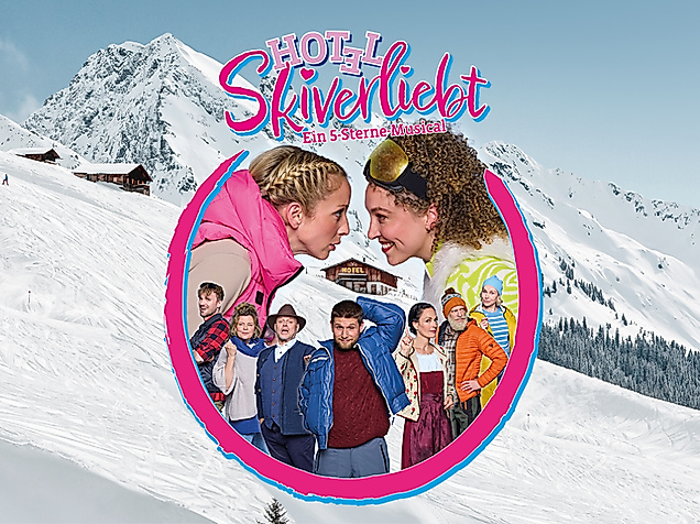Hotel Skiverliebt im Schmidts Tivoli Logo im Schnee