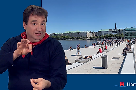 The Alster Lake in Hamburg in International Sign Language