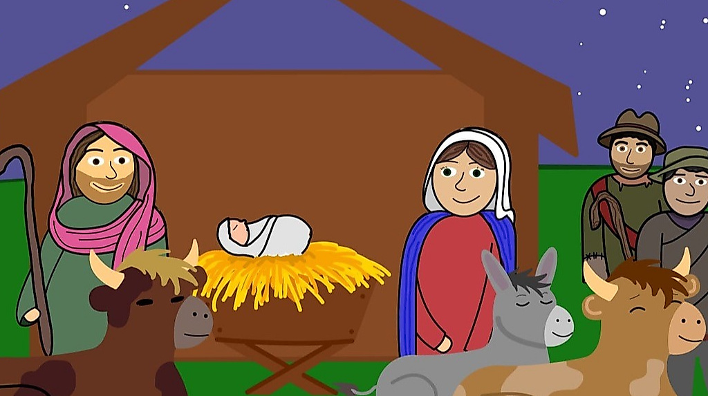 Zeichnung Weihnachtskrippe